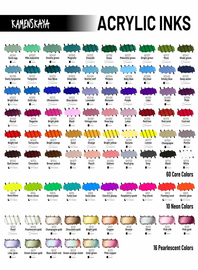 Kamenskaya Acrylic Inks for Artists - Acrylic Ink Set, Color Combination #1-4 pcs. 1 Fl Oz (30 ml) Each - Image 4