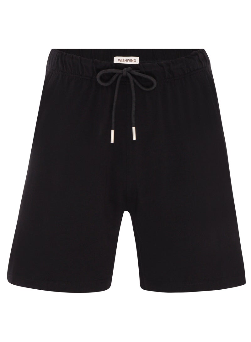 WISHWIND Unisex Casual Drawstring Comfort Lounge Shorts - Black - Image 2