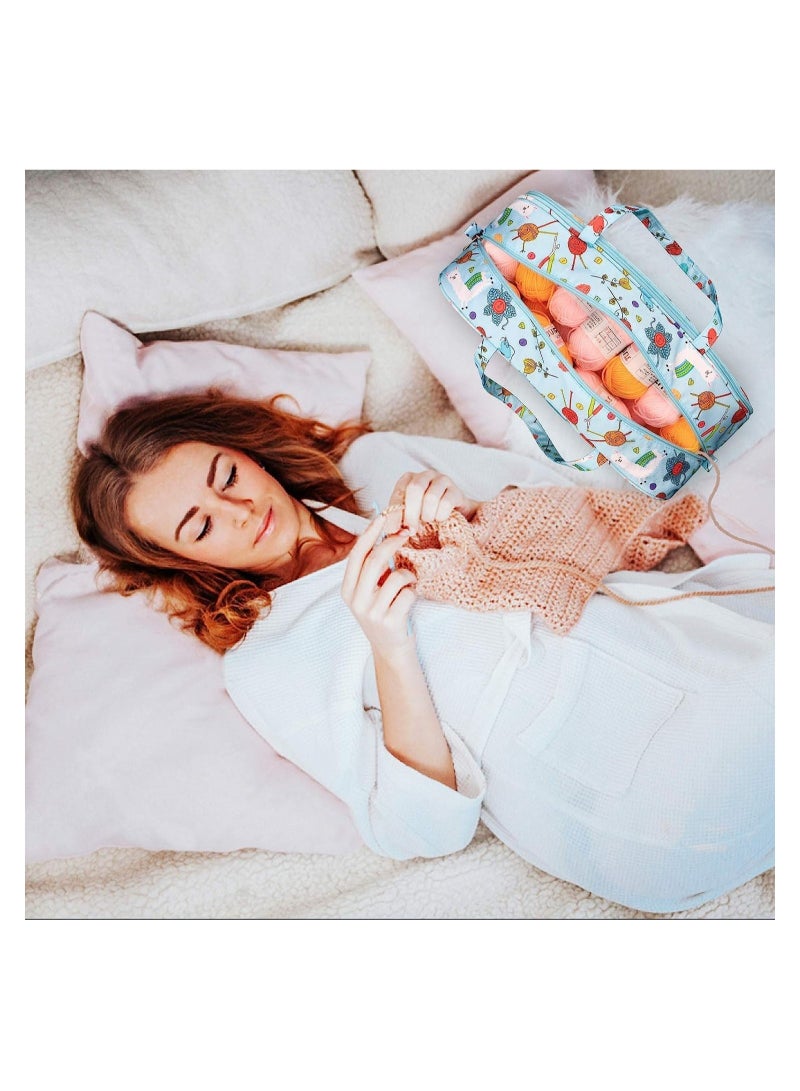 SOLARAE Knitting Bag Knitting Bags for Wool and Needles Storage With Handy Compartment Crochet Bag with Side Pocket Knitting Organizer Lightweight for Extra Long Knitting Needles and Hooks - Image 3