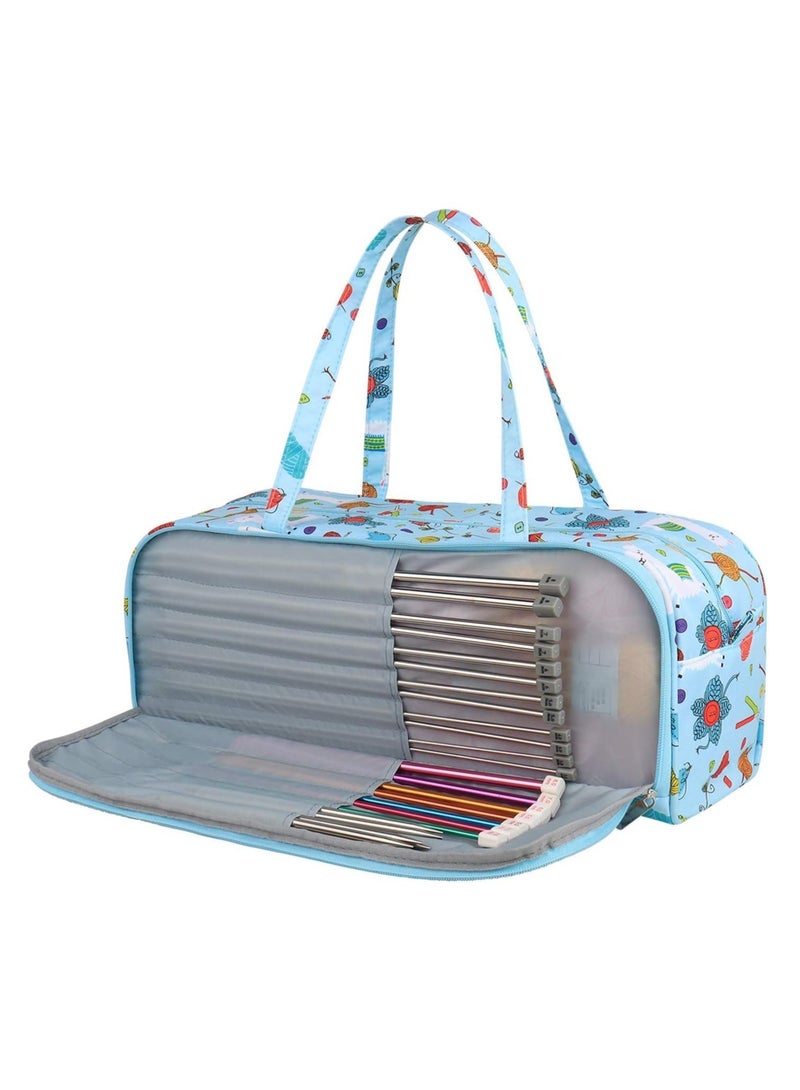 SOLARAE Knitting Bag Knitting Bags for Wool and Needles Storage With Handy Compartment Crochet Bag with Side Pocket Knitting Organizer Lightweight for Extra Long Knitting Needles and Hooks - Image 1