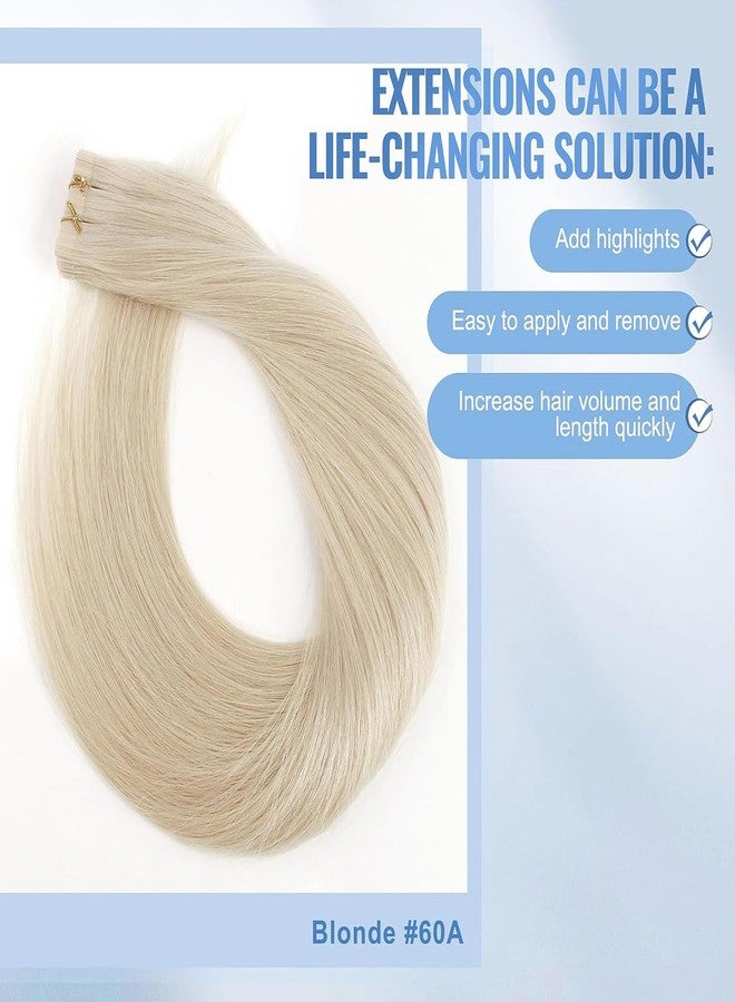 Sixstarhair Blonde Tape In Hair Extensions Human Hair 20 Inch With Invisible Tape Traceable Remy Human Hair Professional Semi Permanent Hair Extensions [Color 60A#-20 inch] - Image 2