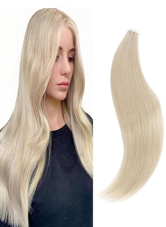 Sixstarhair Blonde Tape In Hair Extensions Human Hair 20 Inch With Invisible Tape Traceable Remy Human Hair Professional Semi Permanent Hair Extensions [Color 60A#-20 inch] - Image 1