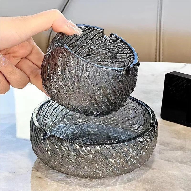 Personalized Glass Ashtray With Glacier Pattern White Small Anti Fly Ash For Home Office - Image 5
