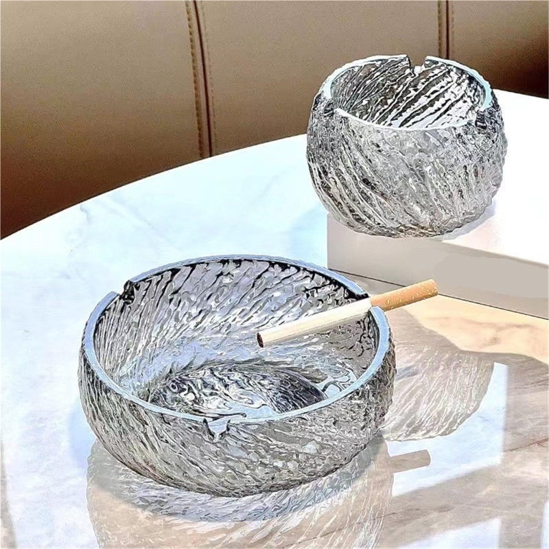 Personalized Glass Ashtray With Glacier Pattern White Small Anti Fly Ash For Home Office - Image 4