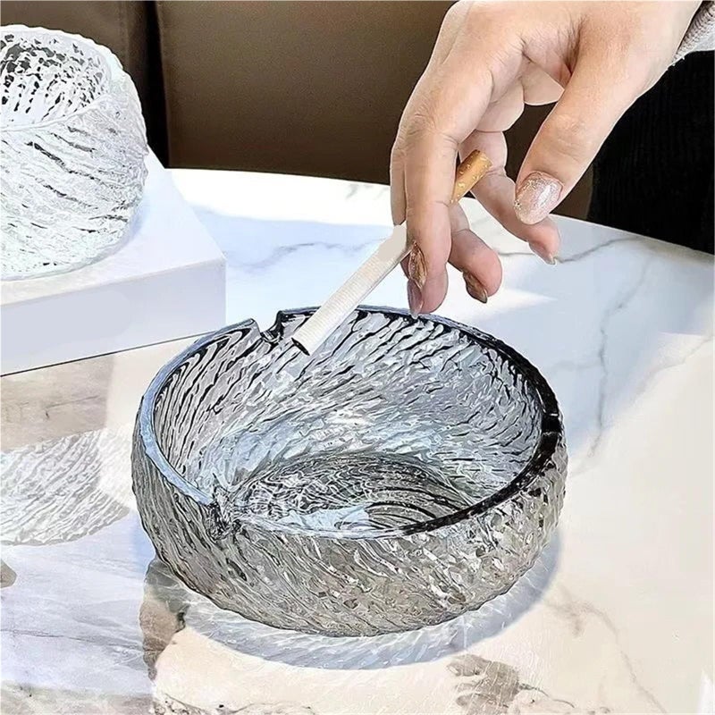 Personalized Glass Ashtray With Glacier Pattern White Small Anti Fly Ash For Home Office - Image 3