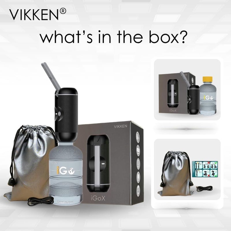 VIKKEN Store ® 250ml iGo X Portable Travel Bidet USB-Type C Rechargeable Electric Mobile Handheld Ultra Strong Water Spray Personal Hygiene Self Care for Women & Men - Image 5