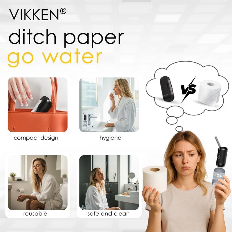 VIKKEN Store ® 250ml iGo X Portable Travel Bidet USB-Type C Rechargeable Electric Mobile Handheld Ultra Strong Water Spray Personal Hygiene Self Care for Women & Men - Image 4