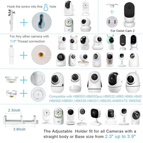 AISVAN Baby Monitor Floor Stand Compatible with Hellobaby ,Infant Optics,Nanit Pro, Owlet Cam/Cam 2 Baby Monitor, Adjustable Height 67",Also fit for Cameras with 1/4 Thread Connection,Universal Camera Stand - Image 2