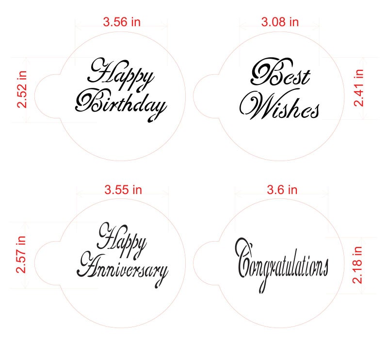 Designer Stencils C568 Script Celebration Cake Stencils Set, Beige/Semi-Transparent - Image 5