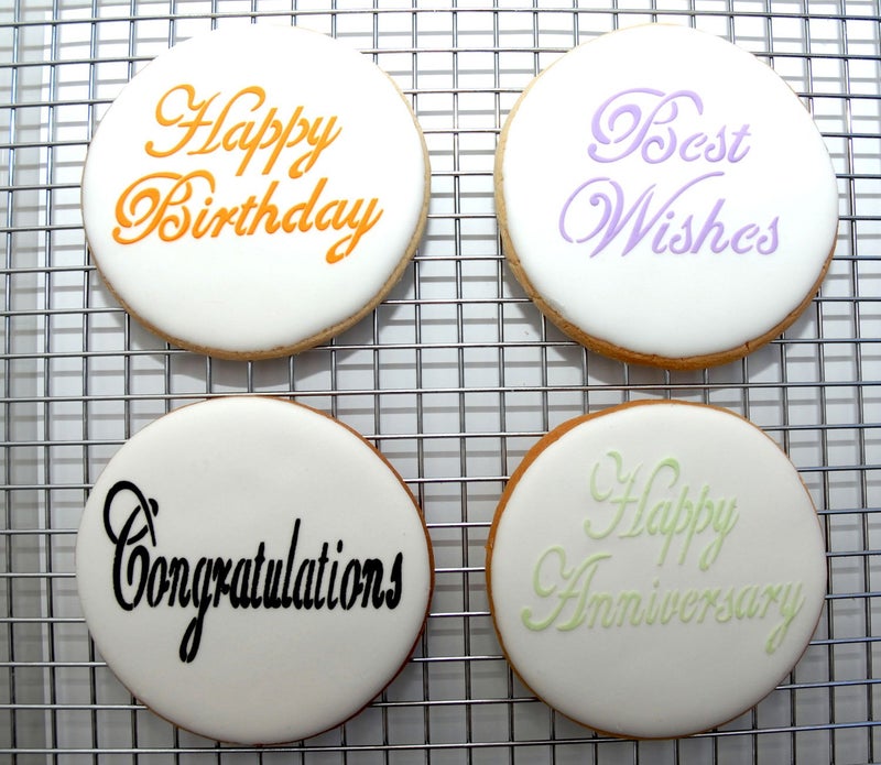 Designer Stencils C568 Script Celebration Cake Stencils Set, Beige/Semi-Transparent - Image 3