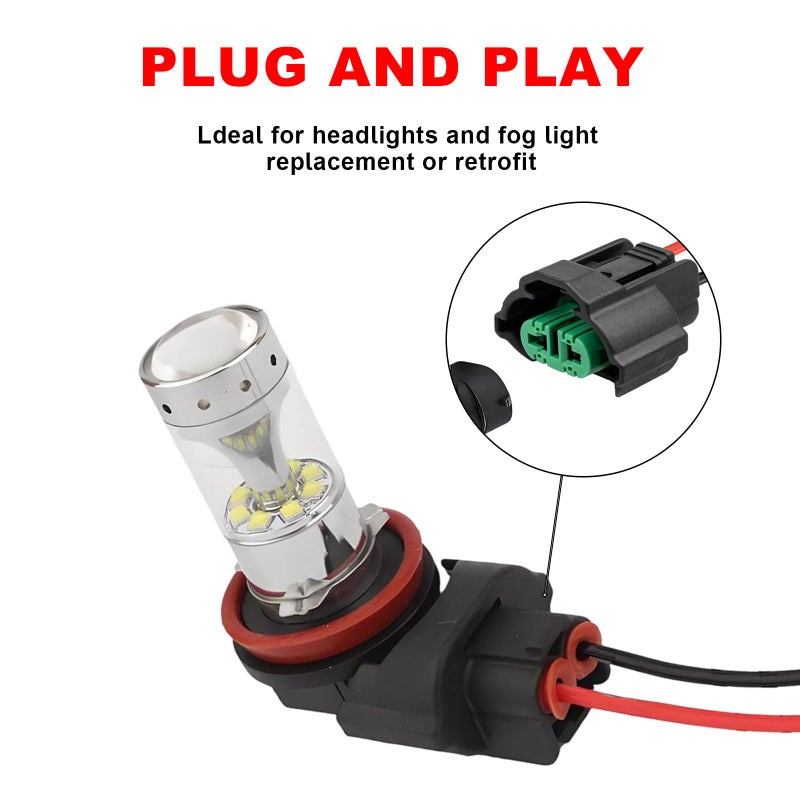 trepb Universal Fit H8 H9 H11 880 881 Female Adapter Wiring Harness - OEM Headlight & Fog Light Connector Pigtail - Compatible with Toyota, GMC, Chevy, Honda, Jeep, Ford, Dodge - LED Bulb Retrofit Kit - Image 5
