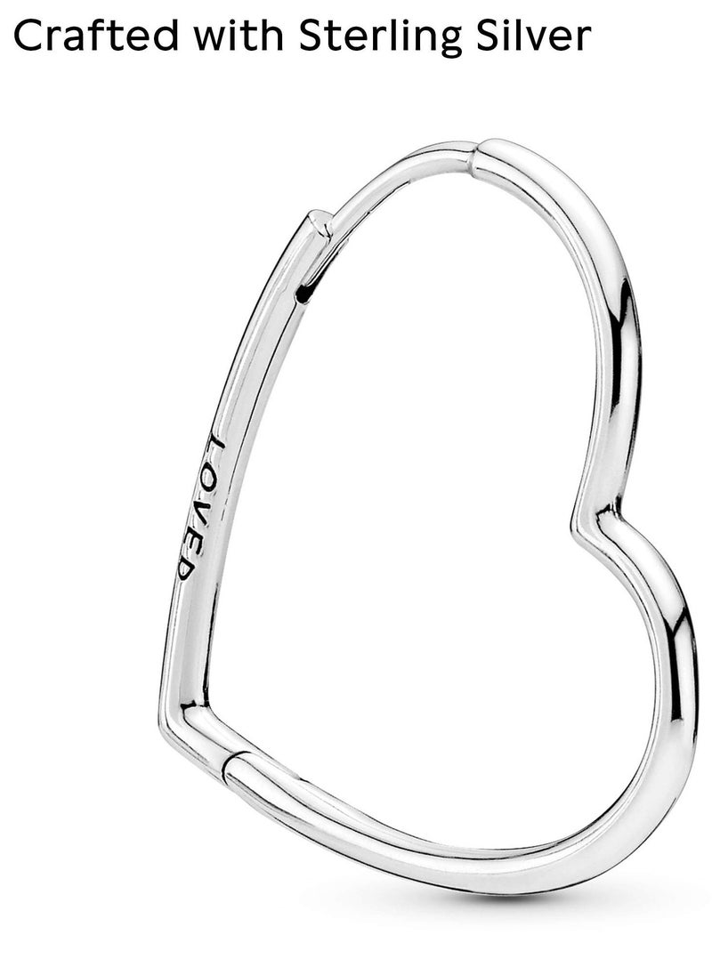 PANDORA - PANDORA Asymmetric Heart Hoop Earrings in Sterling Silver - Image 1