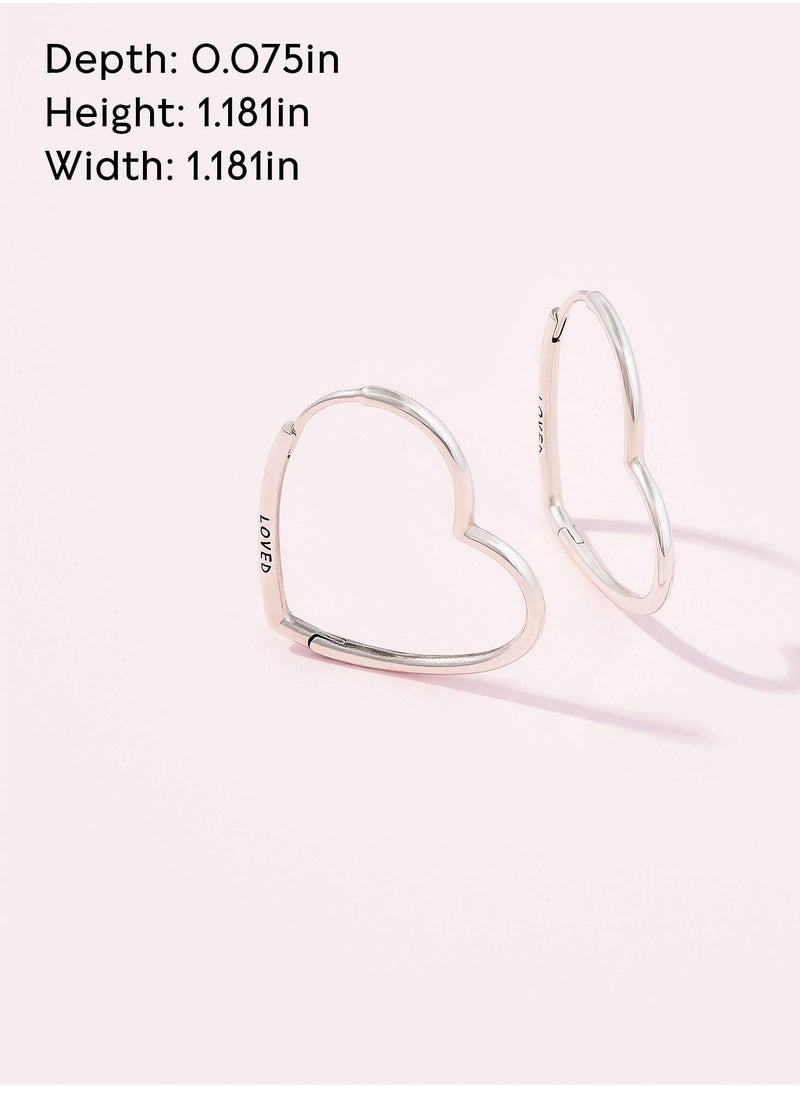 PANDORA - PANDORA Asymmetric Heart Hoop Earrings in Sterling Silver - Image 1