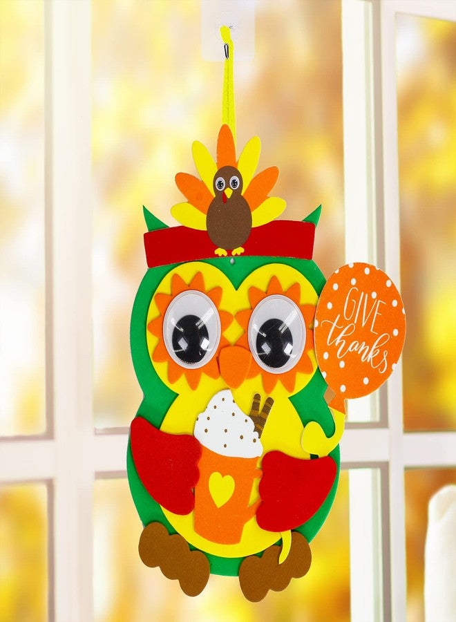 Winlyn 24 Sets Thanksgiving Owl Ornaments Decorations Art Sets DIY Thanksgiving Craft Kits Fall Crafts Pumpkin Sunflower Turkey Foam Stickers Arts and Crafts Googly Eyes for Kids Classroom Activities - Image 3