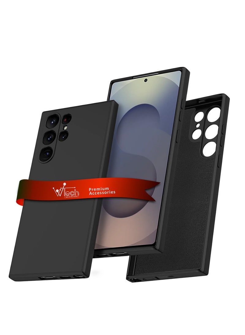 Wtech Samsung Galaxy S25 Ultra 2025 Premium Soft Liquid Silicone Case Cover - Black - Image 1