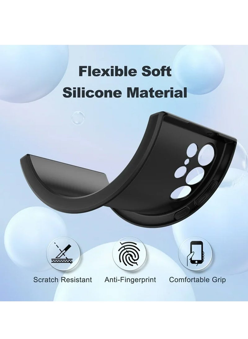 Wtech Samsung Galaxy S25 Ultra 2025 Premium Soft Liquid Silicone Case Cover - Black - Image 2