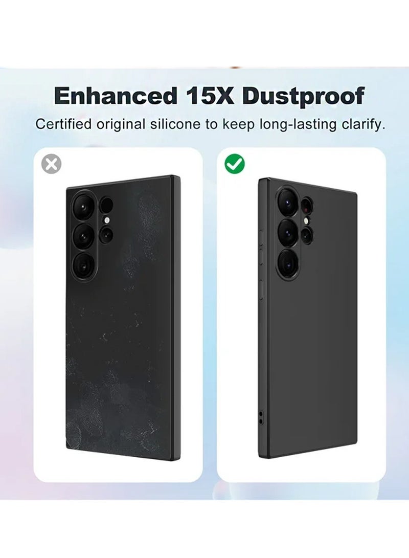 Wtech Samsung Galaxy S25 Ultra 2025 Premium Soft Liquid Silicone Case Cover - Black - Image 5