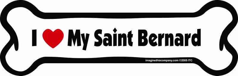 Imagine This Bone Car Magnet, I Love My St. Bernard, 2-Inch by 7-Inch