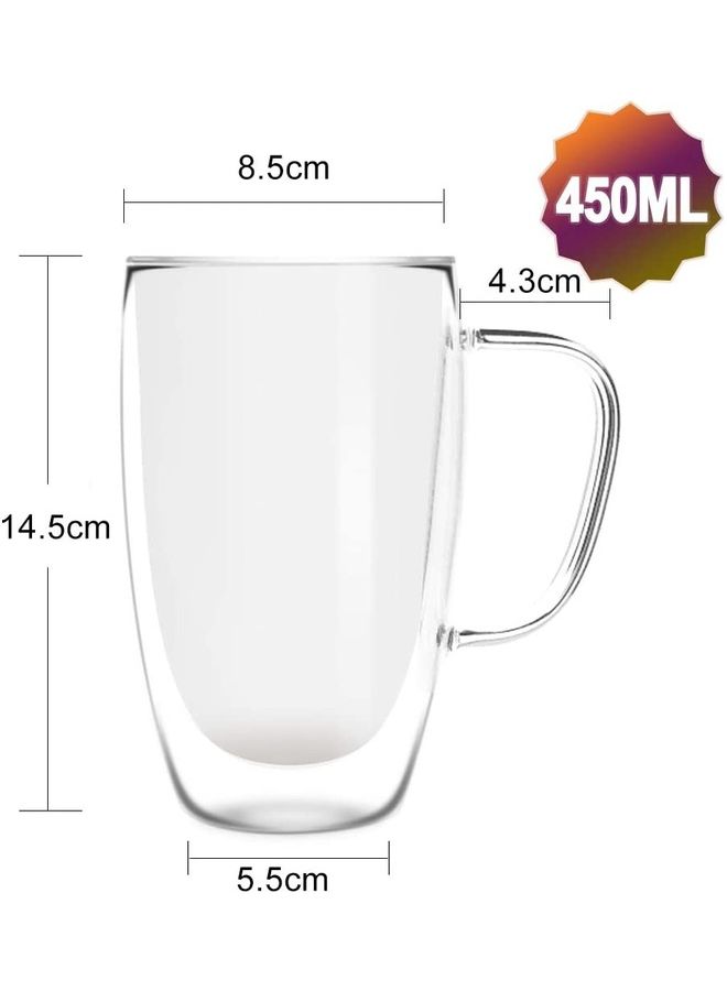 NIBEMINENT 6-Piece Premium Double Wall Insulated Glass Mugs Clear 450ml - Image 2