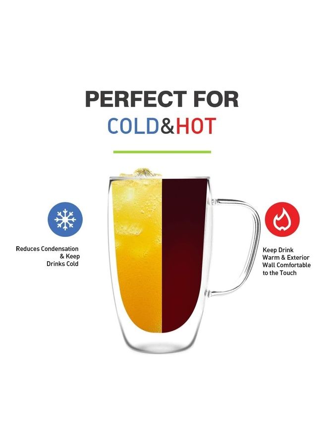 NIBEMINENT 6-Piece Premium Double Wall Insulated Glass Mugs Clear 450ml - Image 3