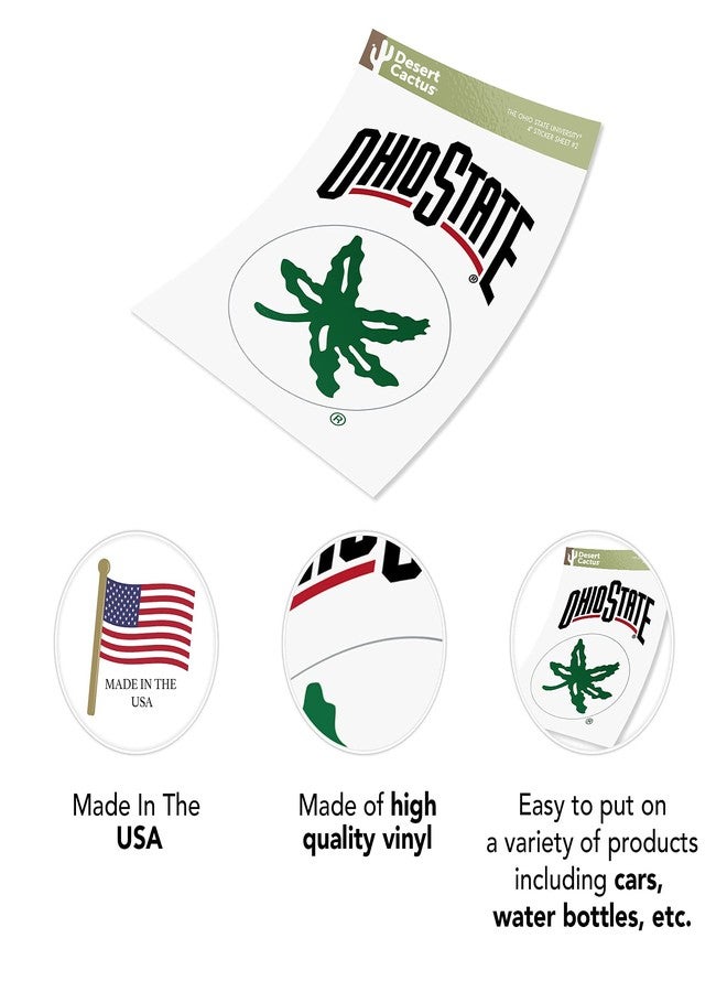 Desert Cactus The Ohio State University Sticker OSU Buckeyes Vinyl Decal Laptop Water Bottle Car Scrapbook (4 Inch Set V2) - Image 5