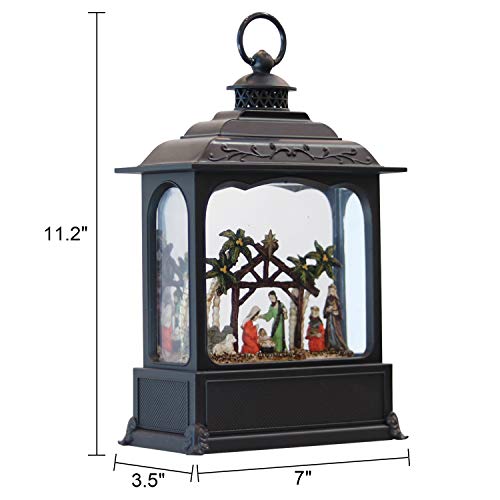 Wondise Christmas Musical Snow Globe Lantern with 6 Hour Timer, 11.2 Inch USB Cord & Battery Operated Spinning Water Glitters Lighted Singing Snow Globe Lantern Christmas (Nativity) - Image 2