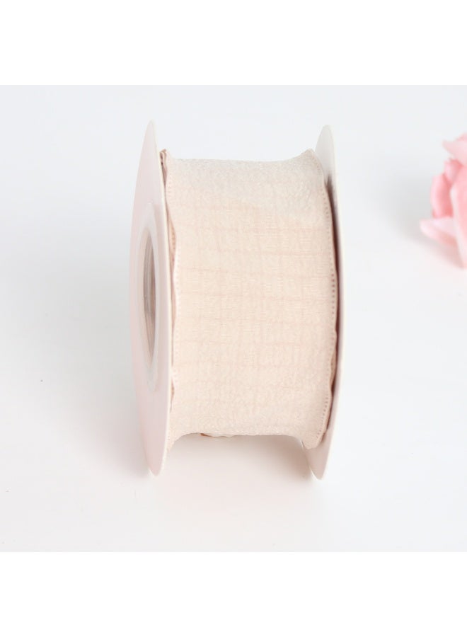 6 Rolls of Double-Sided Satin Ribbon，4cm x 10 yards，Double-Faced Wrinkled Ribbon Linen Wave Edge Ribbon，for DIY Crafts, Bows, Gift Wrapping - Frayed Edge Linen Wave Ribbons for Bouquets, Cake Decor, - Image 5