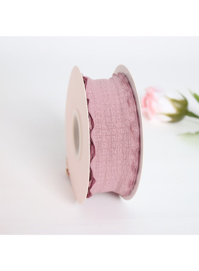 6 Rolls of Double-Sided Satin Ribbon，4cm x 10 yards，Double-Faced Wrinkled Ribbon Linen Wave Edge Ribbon，for DIY Crafts, Bows, Gift Wrapping - Frayed Edge Linen Wave Ribbons for Bouquets, Cake Decor, - Image 4