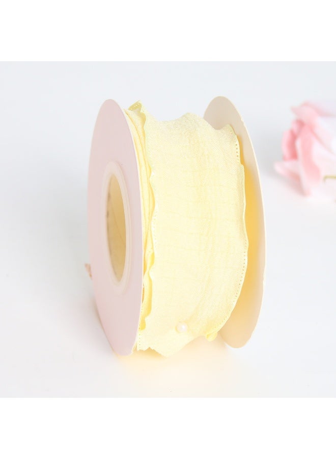 6 Rolls of Double-Sided Satin Ribbon，4cm x 10 yards，Double-Faced Wrinkled Ribbon Linen Wave Edge Ribbon，for DIY Crafts, Bows, Gift Wrapping - Frayed Edge Linen Wave Ribbons for Bouquets, Cake Decor, - Image 3