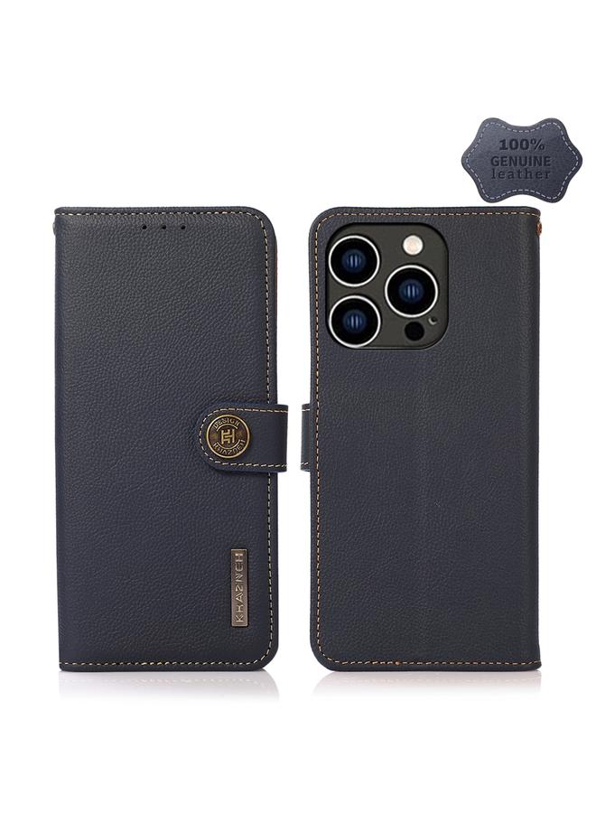 S-TOP Case For iPhone 14 Pro KHAZNEH Custer Genuine Leather RFID Phone Case - Image 1