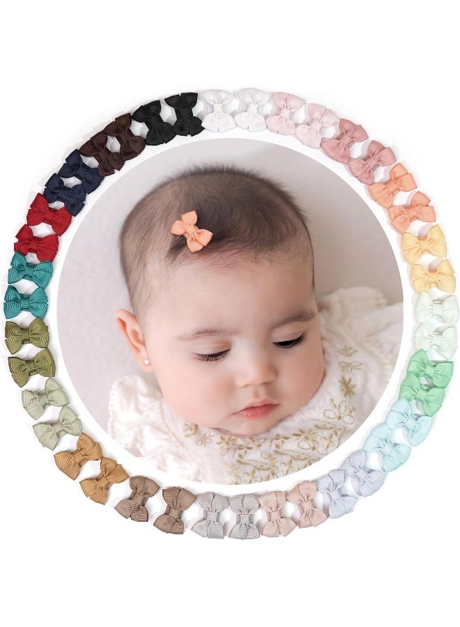 DED Baby Hair Clips 40 Pieces 20 Colors in Pairs Baby Bows Hair Pins Tiny 1.37" Hair Bows Alligator Clips for Girls Infants Toddlers - Image 1