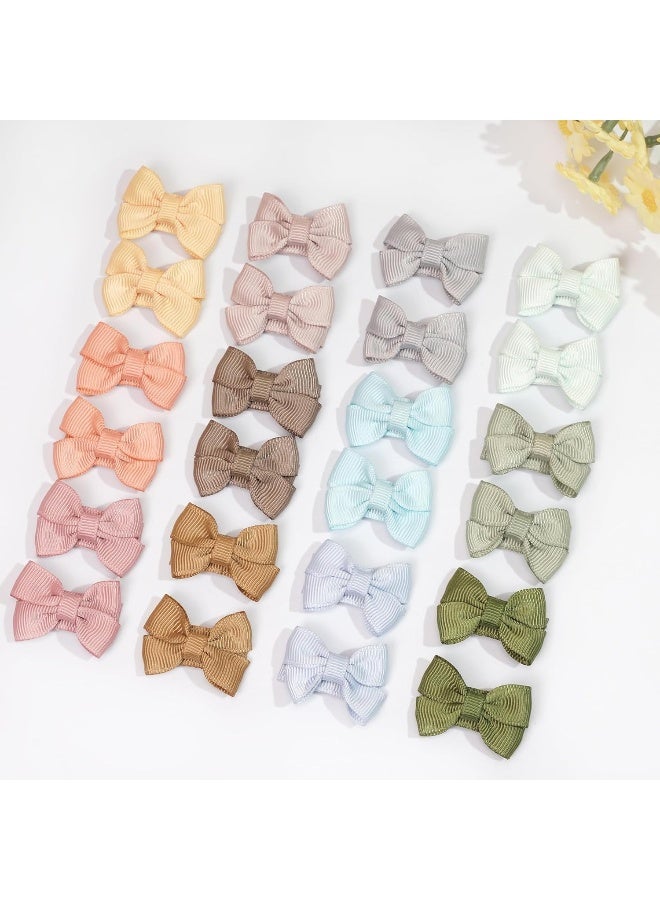 DED Baby Hair Clips 40 Pieces 20 Colors in Pairs Baby Bows Hair Pins Tiny 1.37" Hair Bows Alligator Clips for Girls Infants Toddlers - Image 3