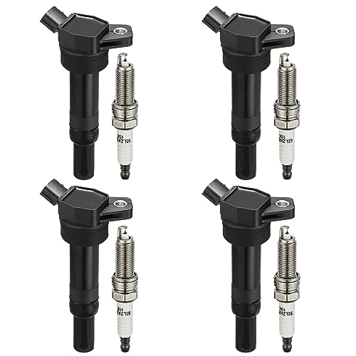 BDFHYK Ignition Coil Pack UF651 and Iridium Spark Plug 9686 Compatible with Kia Soul 2012 2013 2014 2015 Hyundai Elantra Coupe GT 20162018 Hyundai Tucson Kia Forte Coil Pack 18L 20L l4 Set of 4