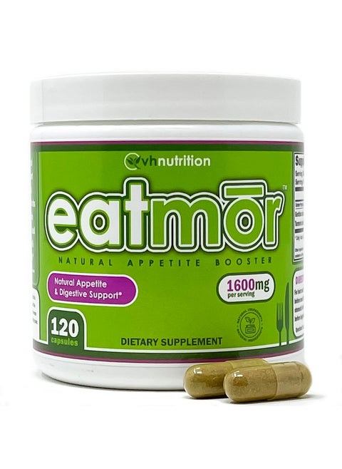 VH Nutrition Eatmor | Weight Gain Pills* for Women and Men | Designed for Women with Gentian, Ginger, Alfalfa | 120 Easy-to-Swallow Capsules