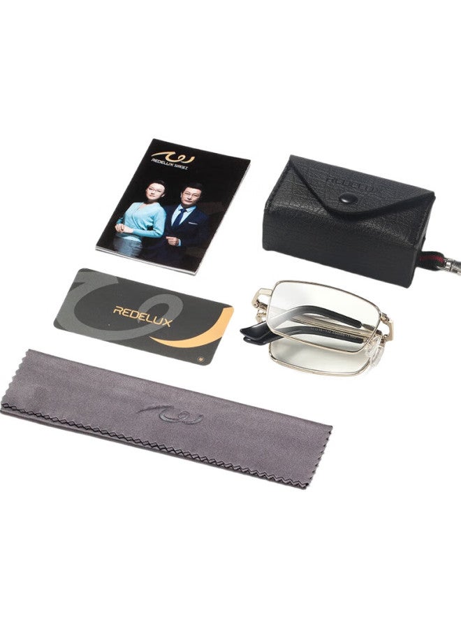 Sunset Red Reading Glasses For Men, Anti-Blue Light, Full Frame, Durable, Foldable, With Waist Strap, High-Definition Presbyopic Glasses E9008G 2.00 Diopter - Image 1