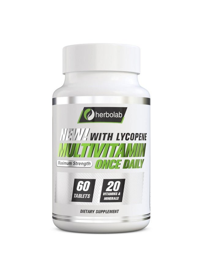 herbolab Multivitamin Once Daily Herbolab Max Strength Vitamins A C D E K B1 B2 B6 B12 Niacin Calcium Magnesium Zinc Selenium Copper Manganese Chromium With Lycopene 60 Count 2 Mo Supply  - Image 1