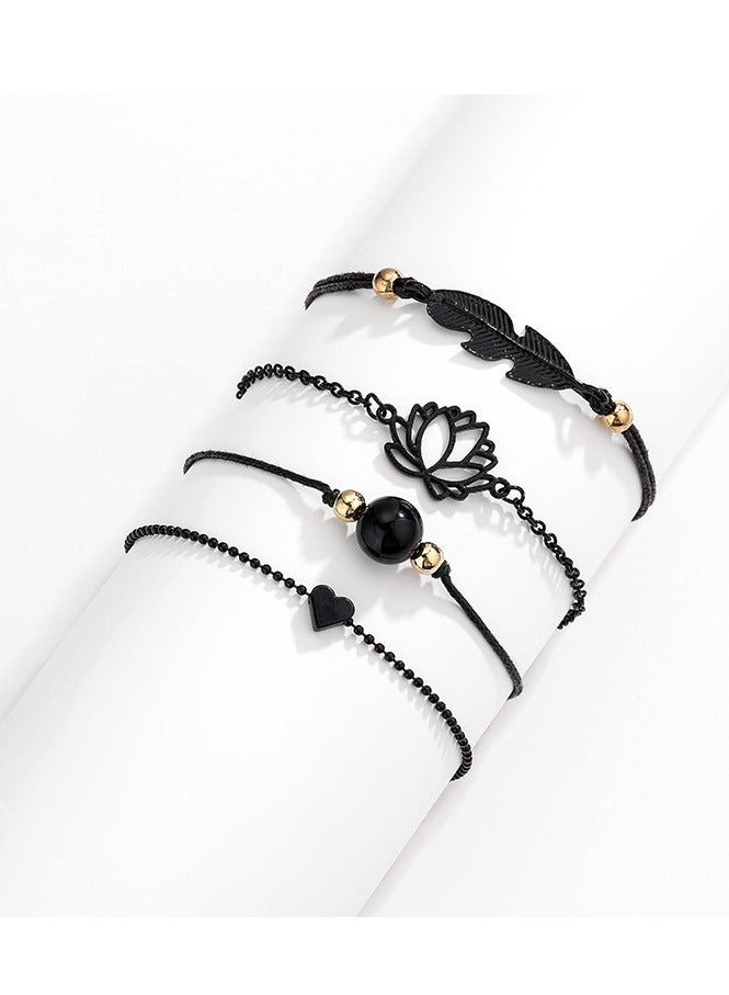 بيوينتي خلخال على شكل قلب وزهرة مكون من 4 قطع - Image 1