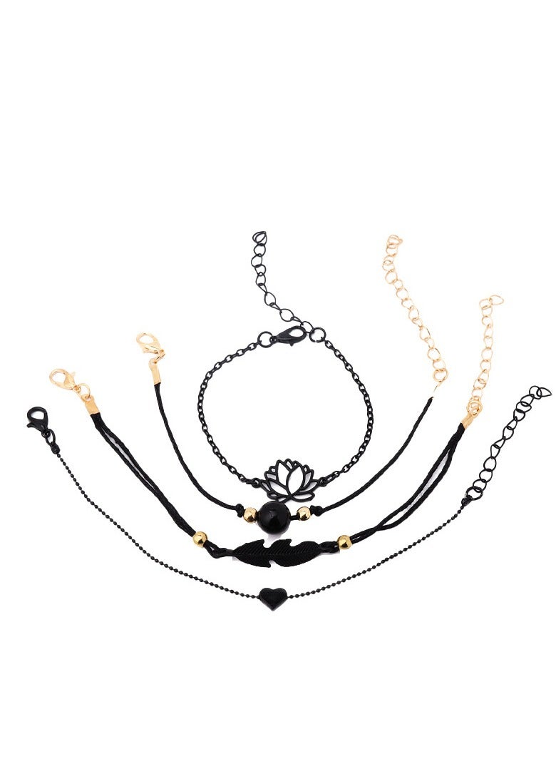 بيوينتي خلخال على شكل قلب وزهرة مكون من 4 قطع - Image 3