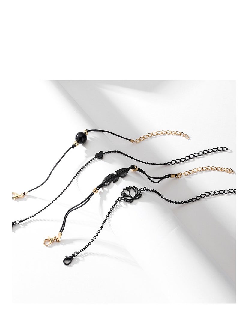 بيوينتي خلخال على شكل قلب وزهرة مكون من 4 قطع - Image 4