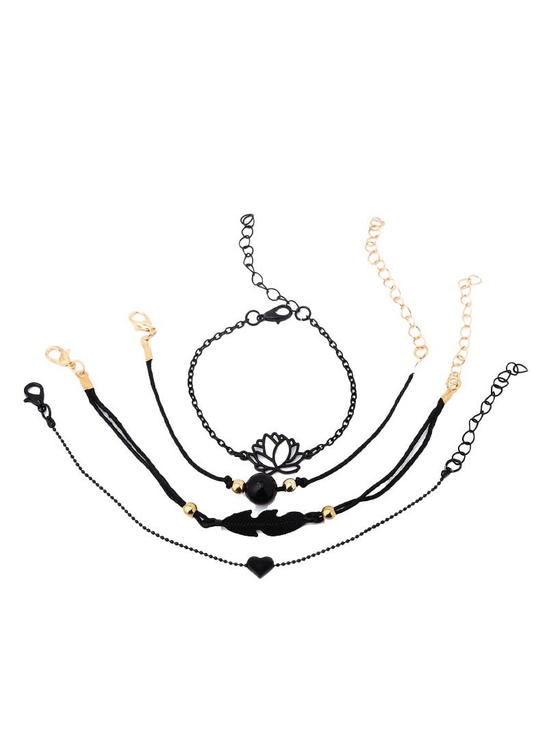 بيوينتي خلخال على شكل قلب وزهرة مكون من 4 قطع - Image 5