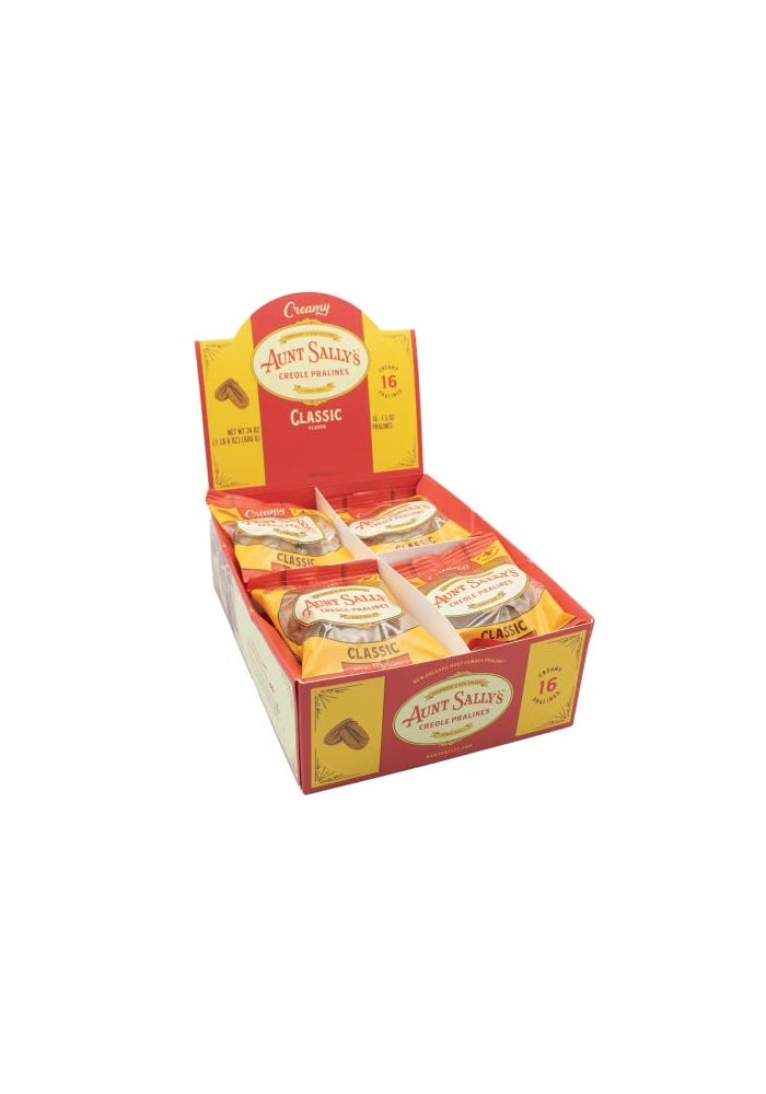 Aunt Sally's Aunt Sallys Creamy Classic Pralines 16 count box New Orleans Most Famous Praline Handmade Pecan Candy - Image 1