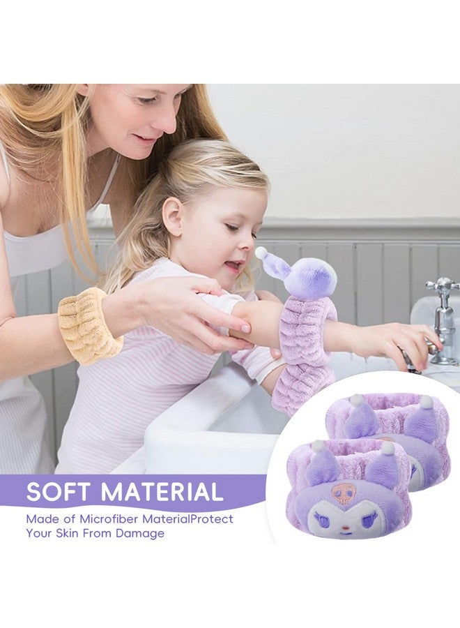 ماي كرييت عصابة رأس كورومي سبا للعناية بالبشرة وغسل الوجه من MAYCREATE®، عصابة معصم لطيفة لغسل الوجه، عصابة رأس مرنة من القطيفة لغسل الوجه للنساء ومجموعة من 3 قطع لغسل الوجه والمكياج - Image 4