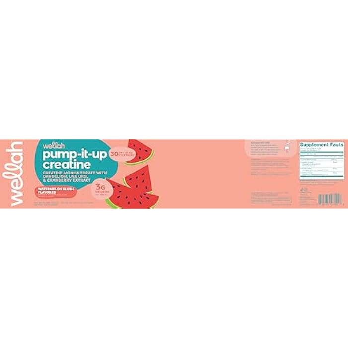 Wellah Pump-It-Up Creatine for Women (Watermelon Slush) 30 Stick Packs - 3g of Creatine Monohydrate with Dandelion, Uva Ursi, & Cranberry Extract, to-Go Packets - Image 4