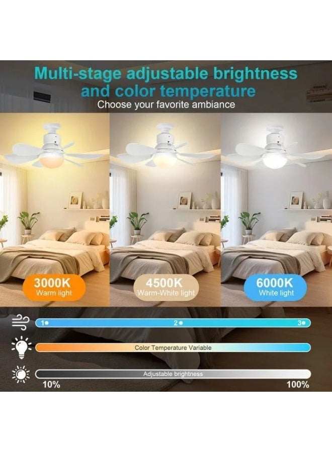 Beauenty Ceiling Fan with LED Light and Remote, E27 Base, 6-Blade Silent Fan with Durable ABS Blades, 3-Color Dimmable Screw-in Fan Light for Bedroom, Kitchen, Small Rooms - Image 3