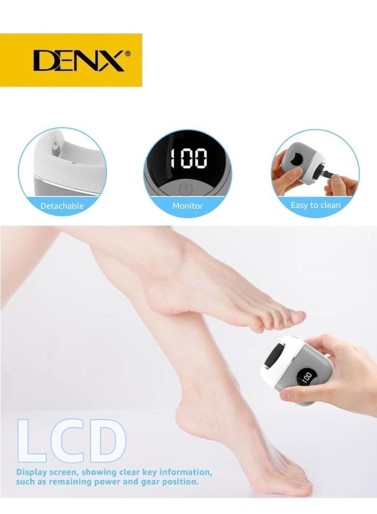 Denx Electric callus remover and polisher, 500mAh rechargeable battery, LCD display, two speeds, IPX7 waterproof - Image 5
