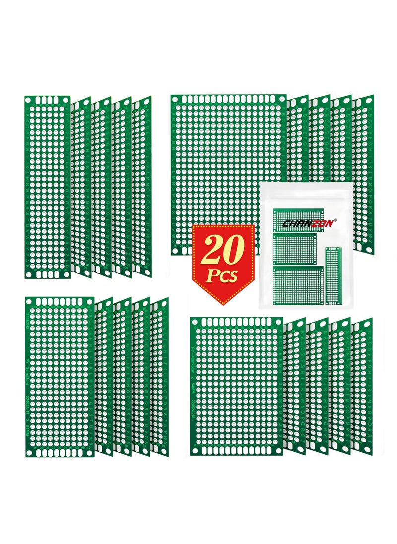 CHANZON Chanzon 20 Pcs Double Sided PCB Board (4 Sizes - 2X8 3X7 4X6 5X7) Tinned Through Holes FR4 Prototype Kit Printed Circuit Universal Perfboard for DIY Soldering Project Compatible with Arduino Kits  - Image 5