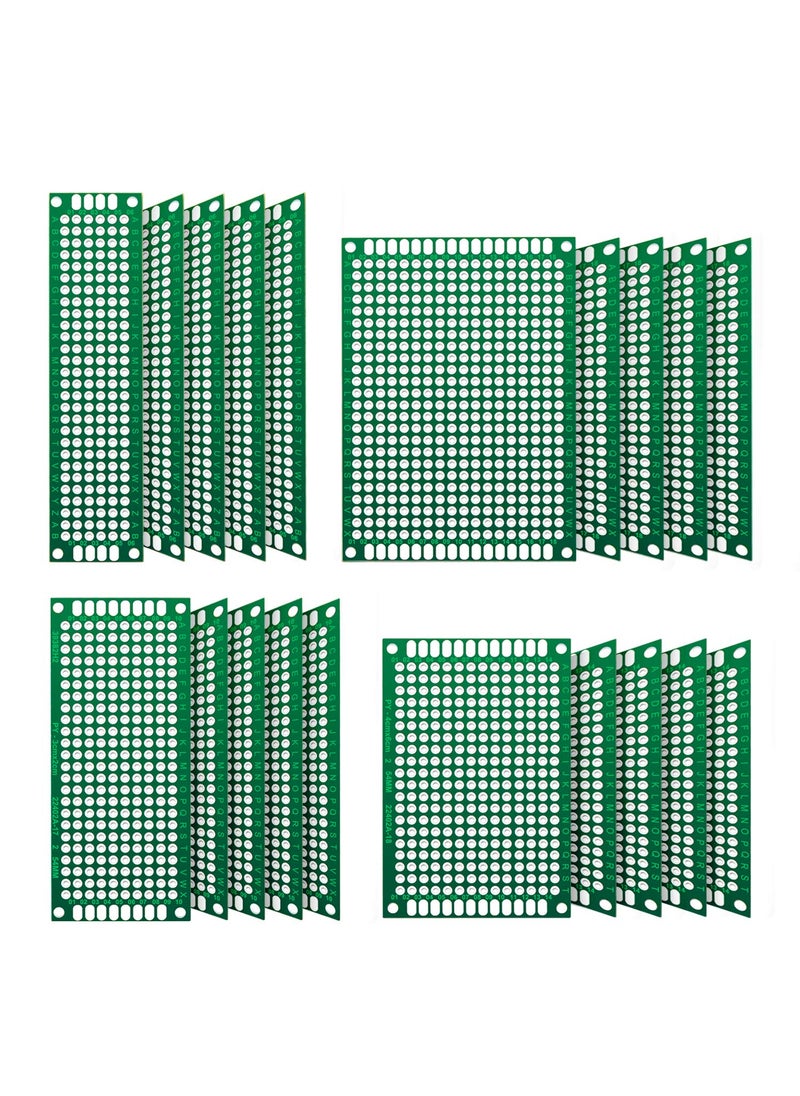 CHANZON Chanzon 20 Pcs Double Sided PCB Board (4 Sizes - 2X8 3X7 4X6 5X7) Tinned Through Holes FR4 Prototype Kit Printed Circuit Universal Perfboard for DIY Soldering Project Compatible with Arduino Kits  - Image 1