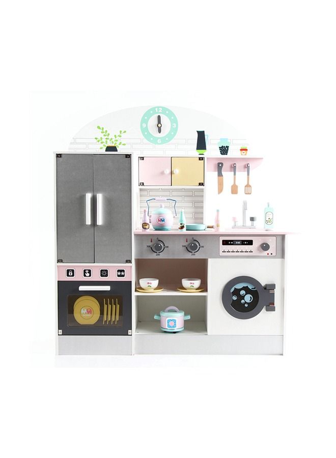 JSAITOYS Indoor Pretend Toys Large Wooden Kitchen With Accessories Oven And Refrigerator For Kids - Image 1