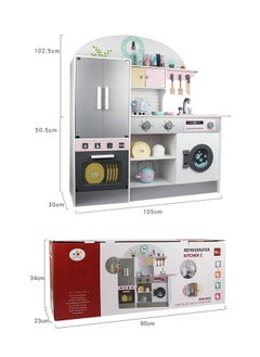 JSAITOYS Indoor Pretend Toys Large Wooden Kitchen With Accessories Oven And Refrigerator For Kids  - Image 3