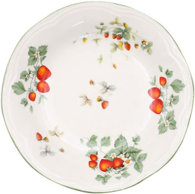 RETRO STRAWBERRY PATTERN CERAMIC DINNERWARE SET STEAK SALAD DESSERT PLATES